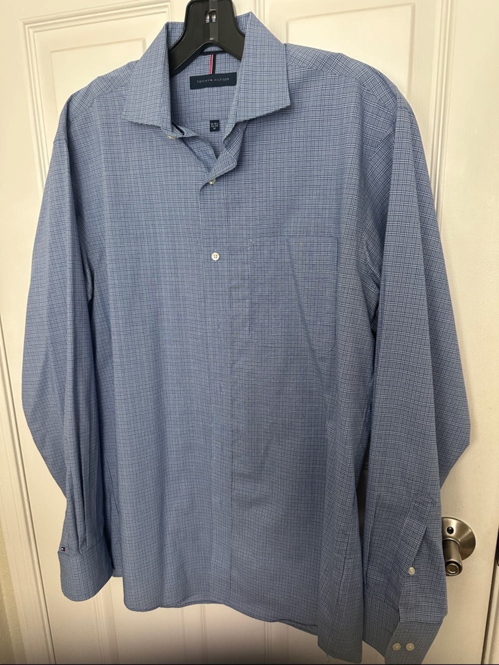 Tommy Hilfiger Men’s Light Blue Micro-Check Dress Shirt
